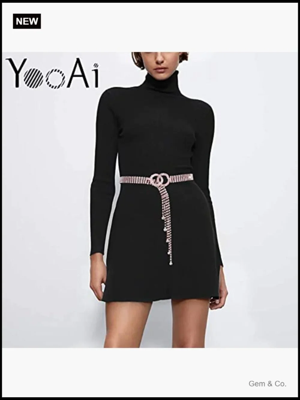 Crystal Rhinestone Chain Belt with O-Ring, Adjustable Waist Belt for Dresses
